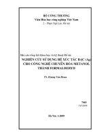 nghiên cứu sử dụng hệ xúc tác ag cho công nghệ chuyển hoá metanol thành formaldehyt