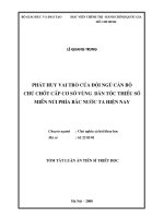 Phát huy vai trò của đội ngũ cán bộ chủ chốt cấp cơ sở vùng dân tộc thiểu số miền núi phía Bắc nước ta hiện nay