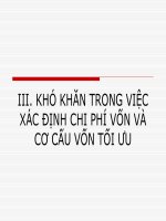 KHÓ KHĂN TRONG VIỆC XÁC ĐỊNH CHI PHÍ VỐN VÀ CƠ CẤU VỐN TỐI ƯU