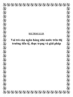 Vai trò của ngân hàng nhà nước trên thị trường tiền tệ, thực trạng và giải pháp