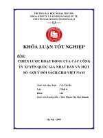 Chiến lược hoạt động của các công ty xuyên quốc gia Nhật Bản và một số gợi ý đối sách cho Việt Nam