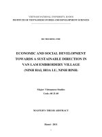 Economic and social development towards a sustainable direction in Van Lam Embroidery village (Ninh Hai, Hoa Lu, Ninh Binh)