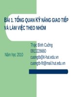 BÀI 1. TỔNG QUAN KỸ NĂNG GIAO TIẾP VÀ LÀM VIỆC THEO NHÓM doc