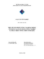 phân tích hoạt động tín dụng tại ngân hàng nông nghiệp và phát triển nông thôn chi nhánh ninh kiều