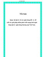 Quan hệ đại lý với các ngân hàng đối và đề xuất các giải pháp nhằm phát triển mạng lưới ngân hàng đại lý ngân hàng thương mại Việt Nam