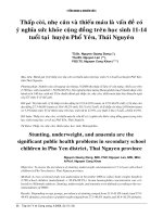 Thấp còi, nhẹ cân và thiếu máu là vấn đề có ý nghĩa sức khỏe cộng đồng trên học sinh 11-14 tuổi tại huyện Phổ Yên, Thái Nguyên ppt