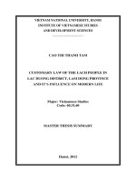 Customary law of the lach ethnic group in Lac Duong district, Lam Dong province and it's influence on modern life