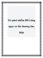Trẻ phơi nhiễm BPA tăng nguy cơ tổn thương tim, thận potx