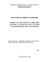 nghiên cứu môi trường và điều kiện làm việc của một số cơ sở y tế tư nhân tại thành phố hà nội và hải dương