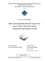 phân tích tình hình thu hút nguồn vốn đầu tư trực tiếp nước ngoài tại địa bàn thành phố cần thơ