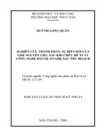 Nghiên cứu thành phần, sự biến đổi của ghẹ nguyên liệu sau khi chết, đề xuất công nghệ bảo quản ghẹ sau thu hoạch