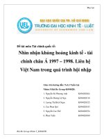 Tiểu luận:Nhìn nhận khủng hoảng kinh tế - tài chính châu Á 1997 – 1998. Liên hệ Việt Nam trong quá trình hội nhập pot