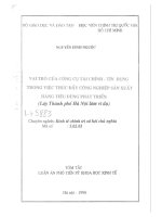 Vai trò của công cụ tài chính - tín dụng trong việc thúc đẩy công nghiệp sản xuất hàng tiêu dùng phát triển (Lấy Tp. Hà Nội làm ví dụ)