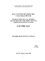 Đánh giá hiệu quả các mô hình chuyển đổi sang nuôi trồng thuỷ sản ở đòng bằng sông cửu long các phụ lục