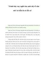 Trình bày suy nghĩ của anh chị về câu nói ''''có tiền là có tất cả'''' ppt