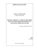 Nội dung, trình tự và phương pháp kiểm toán tuân thủ trong hoạt động của ngân hàng chính sách xã hội
