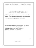 Nghiên cứu công nghệ sản xuất và ứng dụng chế phẩm sinh học từ thực vật có chứa các hoạt chất cacbua tecpenic, xeton sesquitecpenic và turmeron trong bảo quản quả tươi sau thu hoạch