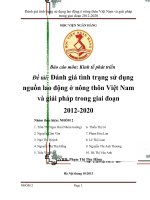 Đánh giá tình trạng sử dụng nguồn lao động ở nông thôn việt nam và giải pháp trong giai đoạn