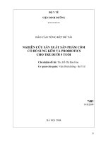 Nghiên cứu sản xuất sản phẩm cốm tăng cường khả năng tiêu hóa và miễn dịch cho trẻ dưới 5 tuổi