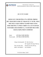 Khảo sát ảnh hưởng của chì ( Pb) trong bùn thải phát sinh từ trạm xử lý nước thải nhà máy acquy đồng nai đến khả năng sinh trưởng và phát triển của cỏ Vetiver vetireria zizanioides(L.) nash khi thay đổi hàm lượng phân compost