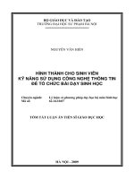 Hình thành cho sinh viên kỹ năng sử dụng công nghệ thông tin để tổ chức bài dạy sinh học