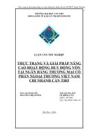 thực trạng và giải pháp nâng cao hoạt động huy động vốn tại ngân hàng thương mai cổ phần ngoại thương việt nam chi nhánh cần thơ