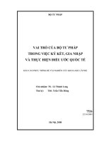 Vai trò của bộ tư pháp trong việc ký kết, gia nhập và thực hiện điều ước quốc tế