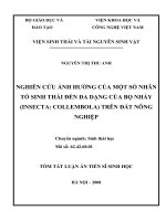 Nghiên cứu ảnh hưởng của một số nhân tố sinh thái đến đa dạng của bọ nhảy (Insecta Collembola) trên đất nông nghiệp ở miền Bắc Việt Nam