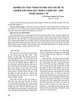 Nghiên cứu thực trạng và hiệu quả các đề tài nghiên cứu khoa học trong 10 năm 1991 - 2000 thuộc ngành Y Tế potx