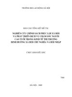 Nghiên cứu chính sách phúc lợi xã hội và phát triển dịch vụ chăm sóc người cao tuổi trong kinh tế thị trường định hướng xã hội chủ nghĩa và hội nhập