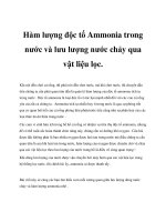 Hàm lượng độc tố Ammonia trong nước và lưu lượng nước chảy qua vật liệu lọc. pot