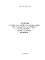 Báo cáo thăm dò nước khoáng tại các lỗ khoan  (TD1, TD2) khu vực Tản Đà - xã Tản Lĩnh -Ba Vì -Hà Nội