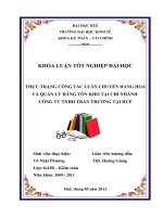 thực trạng luân chuyển hàng hóa và quản lý hàng tồn kho tại chi nhánh công ty tnhh  trần trương tại huế