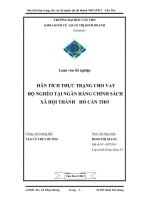 phân tích thực trạng cho vay hộ nghèo tại ngân hàng chính sách xã hội thành phố cần thơ