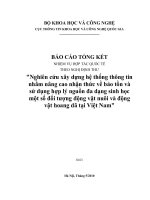 Nghiên cứu xây dựng hệ thống thông tin nhằm nâng cao nhận thức về bảo tồn và sử dụng hợp lý nguồn đa dạng sinh học một số đối tượng động vật nuôi và động vật hoang dã tại việt nam