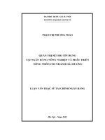 quản trị rủi ro tín dụng tại ngân hàng nông nghiệp và phát triển nông thôn chi nhánh hải dương