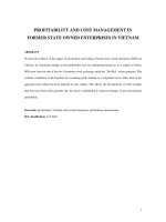 PROFITABILITY AND COST MANAGEMENT IN FORMER STATE OWNED ENTERPRISES IN VIETNAM