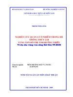 Nghiên cứu quản lý ô nhiễm trong hệ thống thuỷ lợi vùng ven đô thị ảnh hưởng triều - ví dụ cho vùng ven sông Sài Gòn TP. HCM