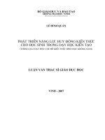 phát triển năng lực huy động kiến thức cho học sinh trong dạy học kiến tạo