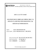 giải pháp hoàn thiện qui trình phục vụ khách của bộ phận housekeeping tại khách sạn minh khang