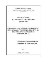 Hoàn thiện quy trình thử nghiệm công nghệ và thiết bị thu nhận urani kỹ thuật từ quặng cát kết pà lừa bằng kỹ thuật trộn ủ và trao đổi ion
