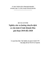 Nghiên cứu xu hướng chuyển dịch  cơ cấu kinh tế tỉnh Khánh Hòa  giai đoạn 2010 đến 2020