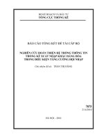 Nghiên cứu hoàn thiện hệ thống thông tin thống kê xuất nhập khẩu hàng hóa trong điều kiện tăng cường hội nhập