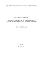 Nghiên cứu tạo enzyme tái tổ hợp thủy phân lignocelluloses phục vụ sản xuất cồn nhiên liệu