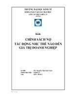 tiểu luận chính sách nợ tác động như thế nào đến giá trị doanh nghiệp