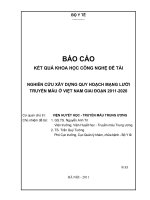Nghiên cứu xây dựng quy hoạch mạng lưới truyền máu ở việt nam giai đoạn 2011 2020
