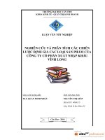 nghiên cứu và phân tích các chiến lược định giá các loại sản phẩm của công ty cổ phần xuất nhập khẩu vĩnh long