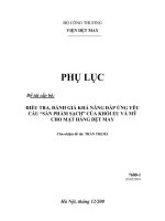 Điều tra, đánh giá khả năng đáp ứng yêu cầu 'sản phẩm sạch' của khối EU và mỹ cho mặt hàng dệt may   phụ lục