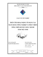 phân tích hoạt động tín dụng tại ngân hàng nông nghiệp và phát triển nông thôn huyện châu thành, tỉnh trà vinh