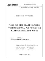 nâng cao hiệu quả tín dụng đối với hộ nghèo tại phòng giao dịch nhcsxh thị xã phước long, bình phước